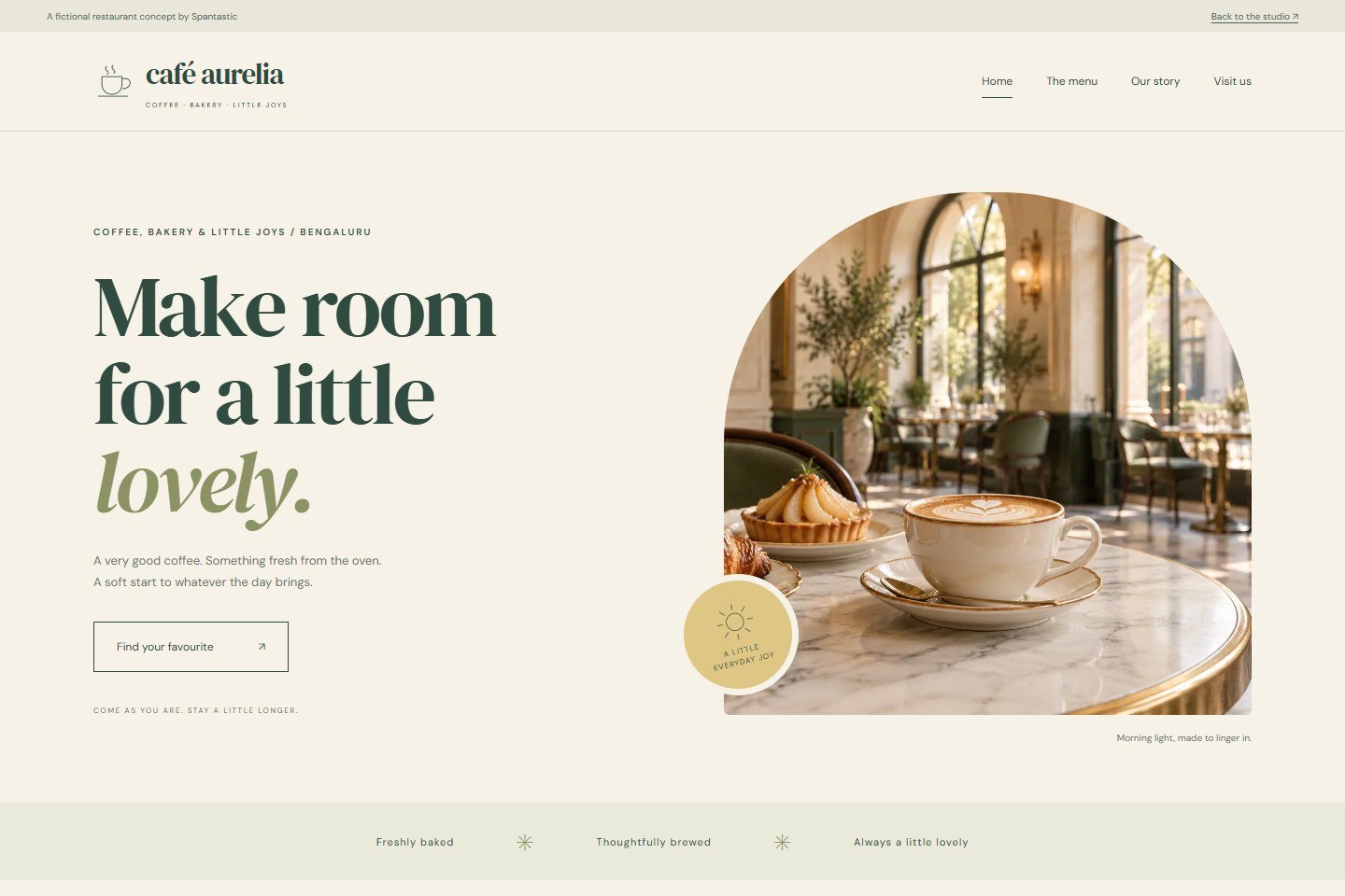 The redesigned Café Aurelia concept website